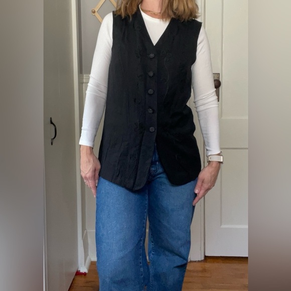 Vintage 90s Evidence button up best with florals and vine details Size S/M - Picture 9 of 10